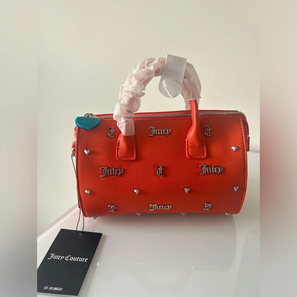 Juicy Couture UK Orange Leather silver stud Satchel Bag